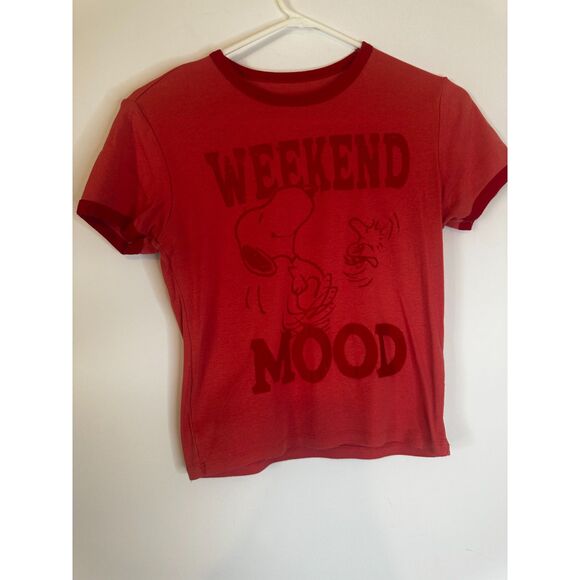 Snoopy Weekend Mood Peanuts T-Shirt Red Youth XL / Womenâs Medium - Picture 1 of 3